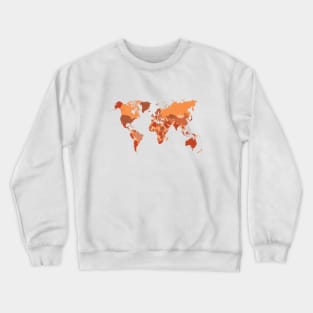 World Map in Burnt Orange Crewneck Sweatshirt